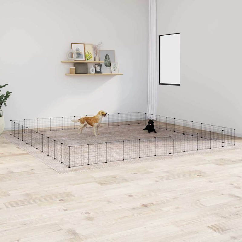 Buy 44Panel Pet Cage with Door Black 35x35 cm Steel vidaXL MyDeal