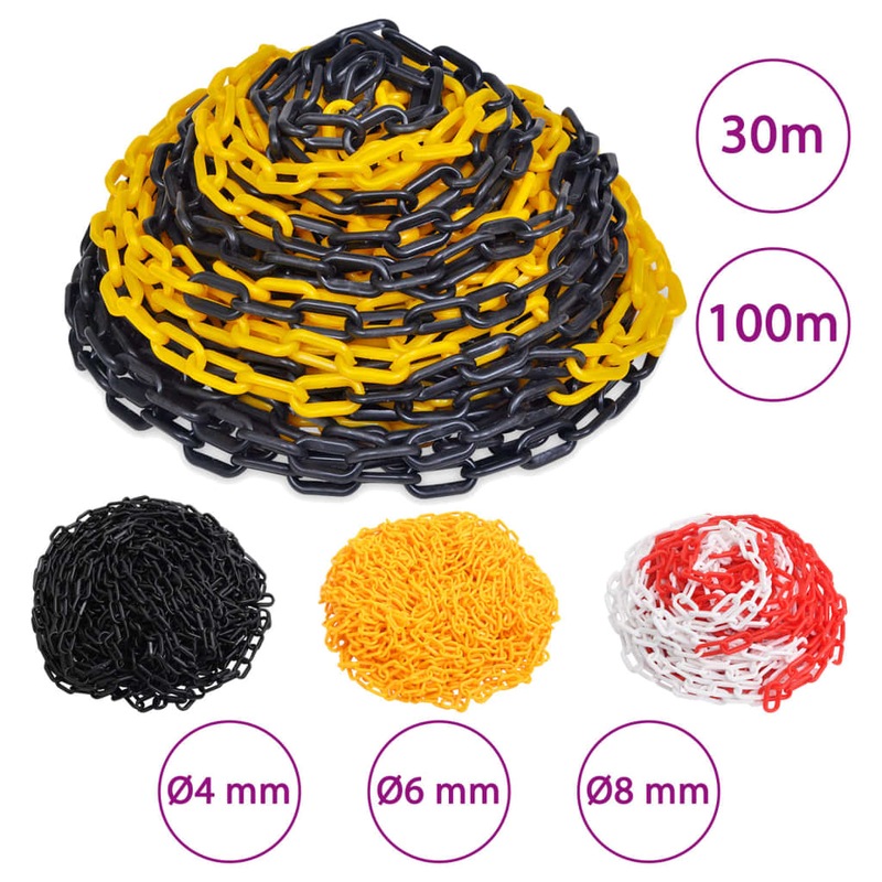 Buy Plastic Safety Chain meter Roll Security Chain Red and White/Yellow
