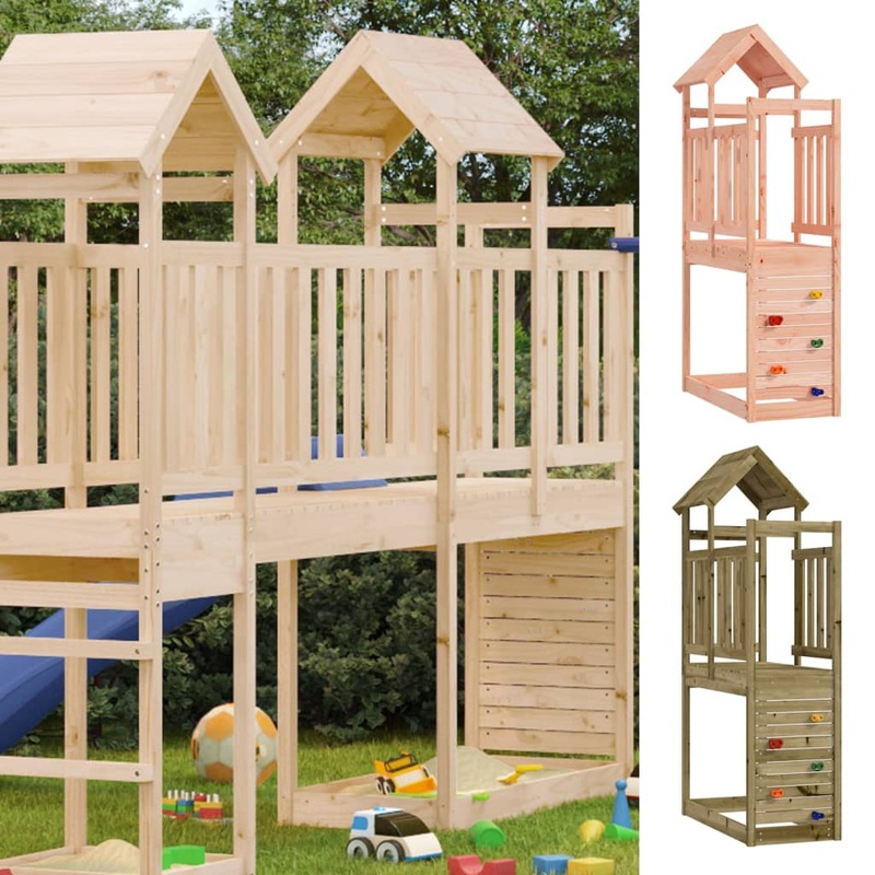 Buy Play Tower with Rockwall Toddlers Playhouse Solid Douglas/Pine Wood MyDeal