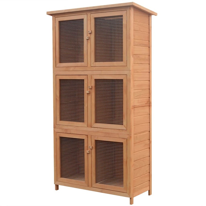 Buy Animal Rabbit Cage 6 Rooms Wood vidaXL MyDeal