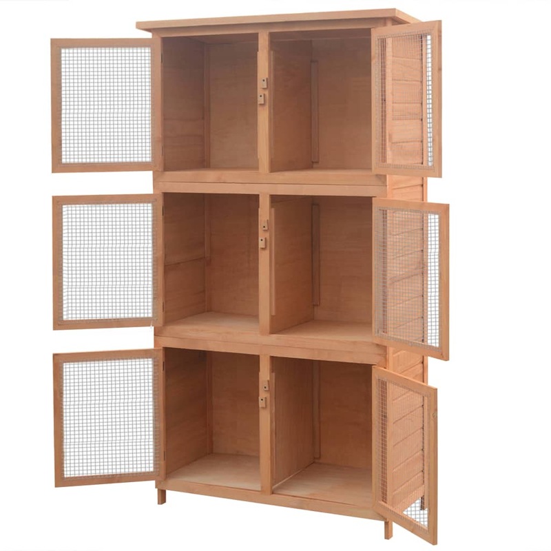 Buy Animal Rabbit Cage 6 Rooms Wood vidaXL MyDeal