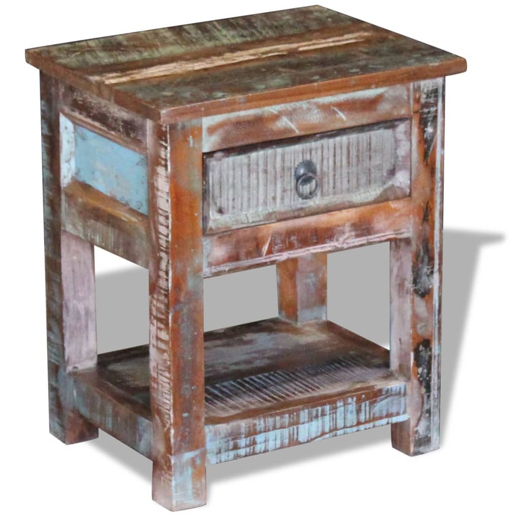 Side Table with 1 Drawer Solid Reclaimed Wood 43x33x51 cm vidaXL