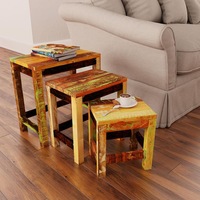 Nesting Table Set 3 Pieces Vintage Reclaimed Wood vidaXL