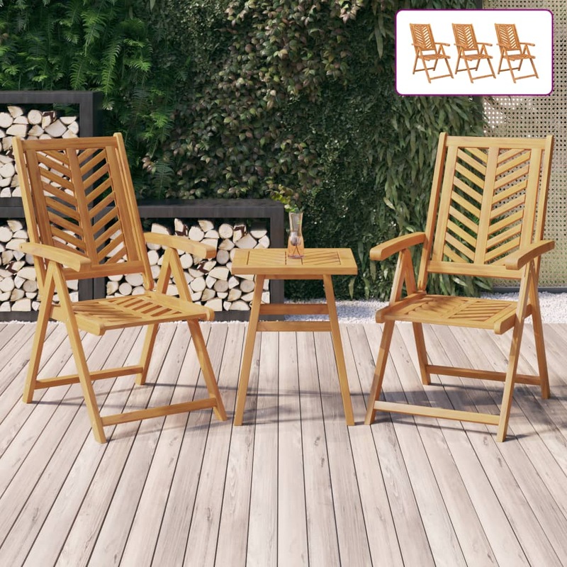 Buy Reclining Garden Chairs Dining Chair Armchair 3 pcs Solid Wood