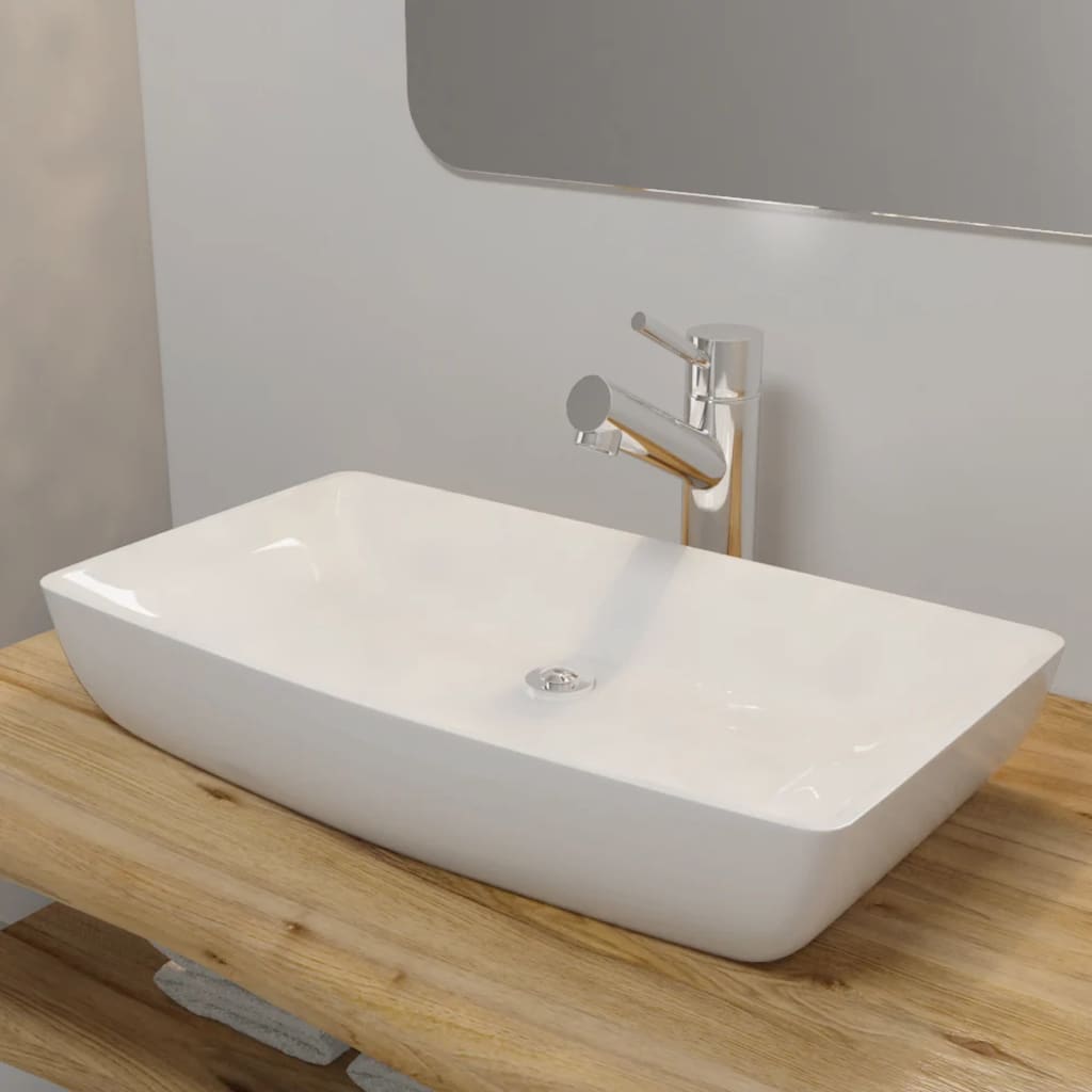 Luxury Ceramic Basin Rectangular Sink White 71 x 39 cm vidaXL