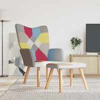 Relaxing Chair with a Stool Patchwork Fabric vidaXL