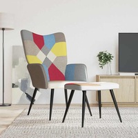 Relaxing Chair with a Stool Patchwork Fabric vidaXL