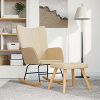 Rocking Chair with a Stool Cream Fabric vidaXL