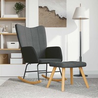 Rocking Chair with a Stool Dark Grey Fabric vidaXL