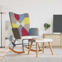 Rocking Chair with a Stool Patchwork Fabric vidaXL