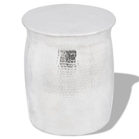 Hammered Aluminium Stool/Side Table Silver vidaXL