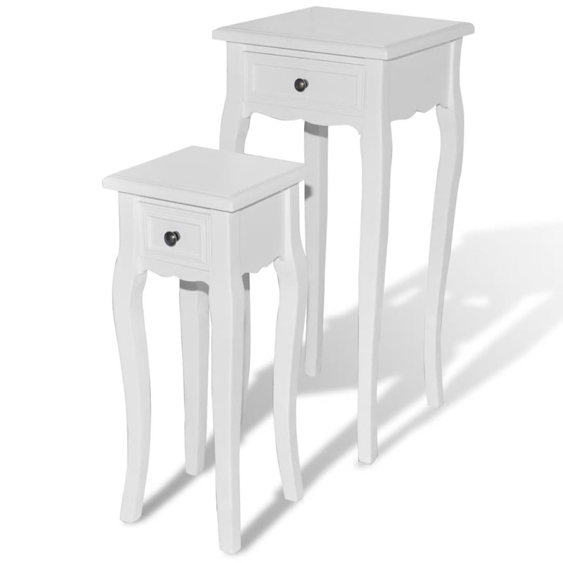 Buy Nesting Side Table Set 2 Pieces with Drawer White MyDeal