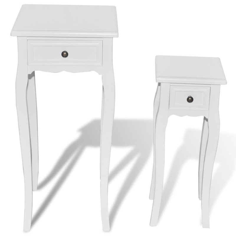 Buy Nesting Side Table Set 2 Pieces with Drawer White MyDeal