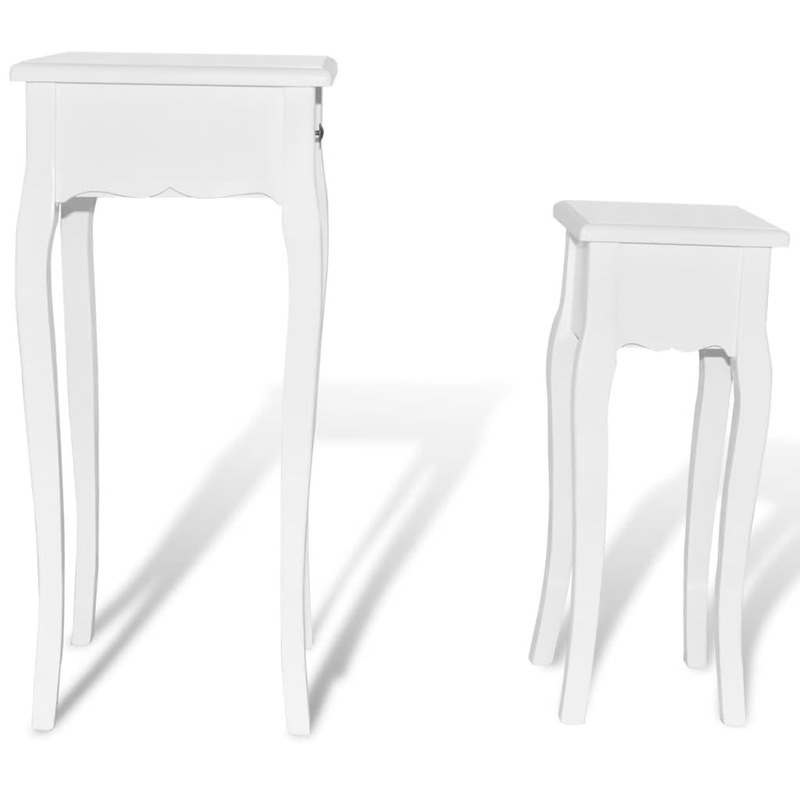 Buy Nesting Side Table Set 2 Pieces with Drawer White MyDeal