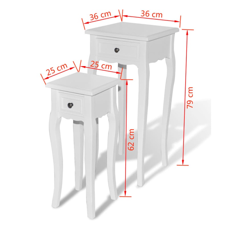 Buy Nesting Side Table Set 2 Pieces with Drawer White MyDeal