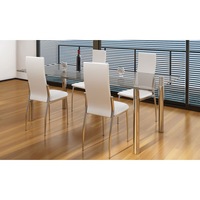 Dining Chairs 4 pcs White Faux Leather vidaXL