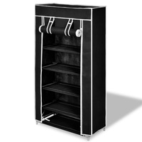 Fabric Shoe Cabinet with Cover 58 x 28 x 106 cm Black vidaXL