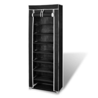 Fabric Shoe Cabinet with Cover 162 x 57 x 29 cm Black vidaXL