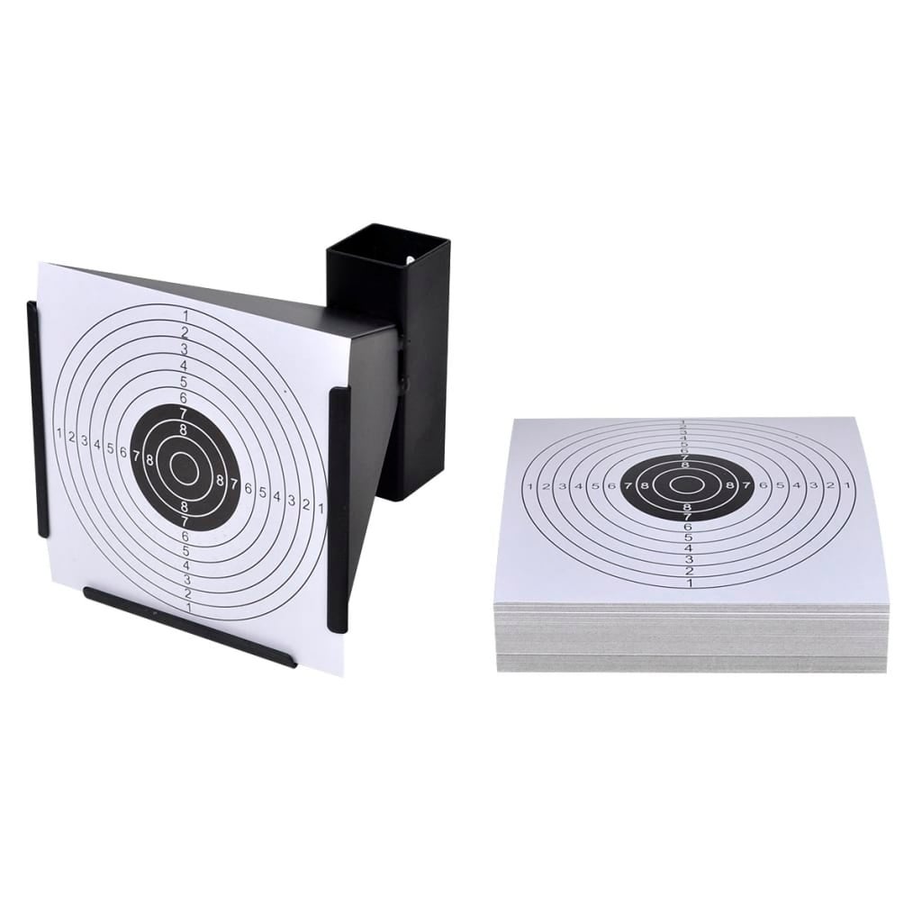 14 cm Funnel Target Holder Pellet Trap + 100 Paper Targets vidaXL