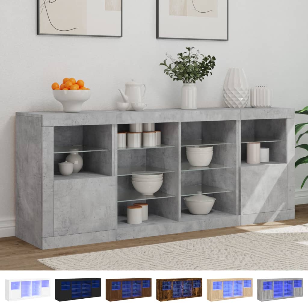 Buy Sideboard with LED Lights Storage Cabinet Cupboard Living Room ...