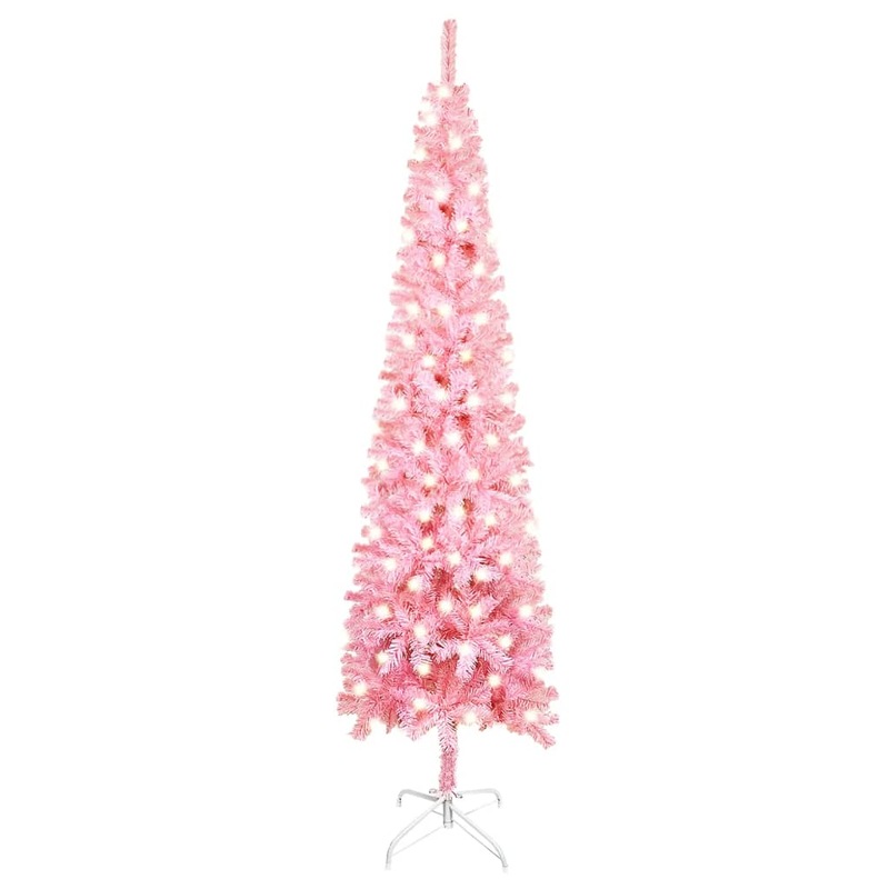 Buy Slim Christmas Tree with LEDs Pink 180 cm MyDeal