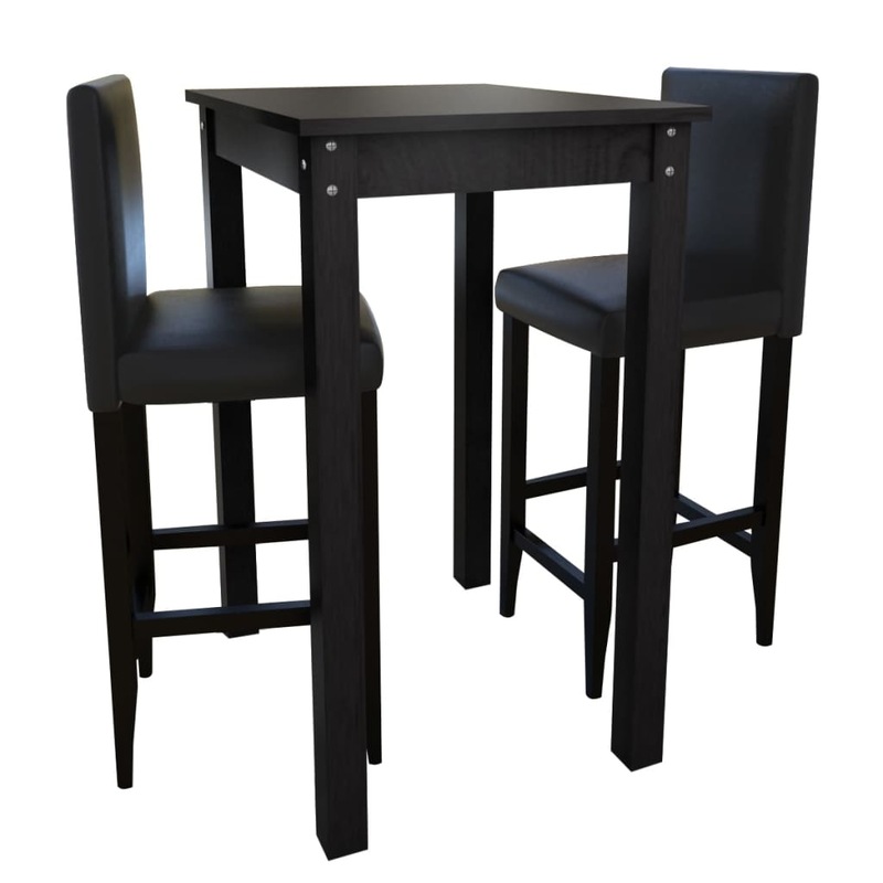 Buy Bar Table with 2 Bar Chairs Black MyDeal