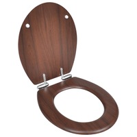 WC Toilet Seat MDF Soft Close Lid Simple Design Brown vidaXL