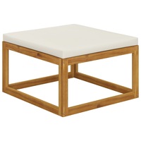 Footrest with Cream White Cushion Solid Acacia Wood vidaXL
