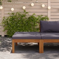 Footrest with Dark Grey Cushion Solid Acacia Wood vidaXL