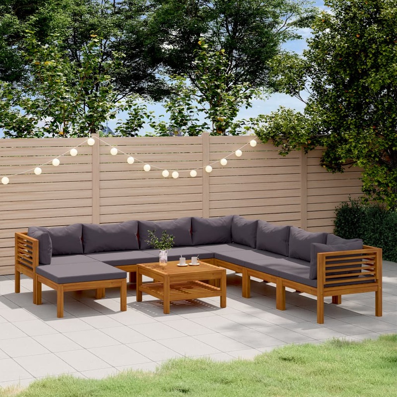 Buy 9 Piece Garden Lounge Set with Cushion Solid Acacia Wood vidaXL