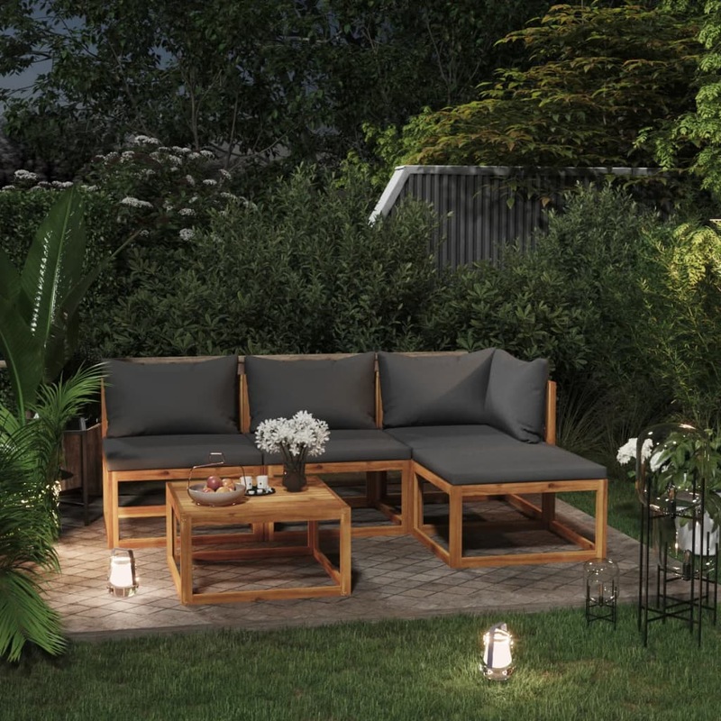 Buy 5 Piece Garden Lounge Set with Cushion Solid Acacia Wood vidaXL