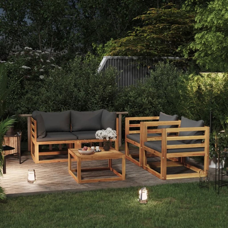 Buy 5 Piece Garden Lounge Set with Cushion Solid Acacia Wood vidaXL
