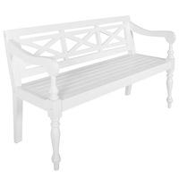 Batavia Bench 123 cm Solid Mahogany Wood White vidaXL