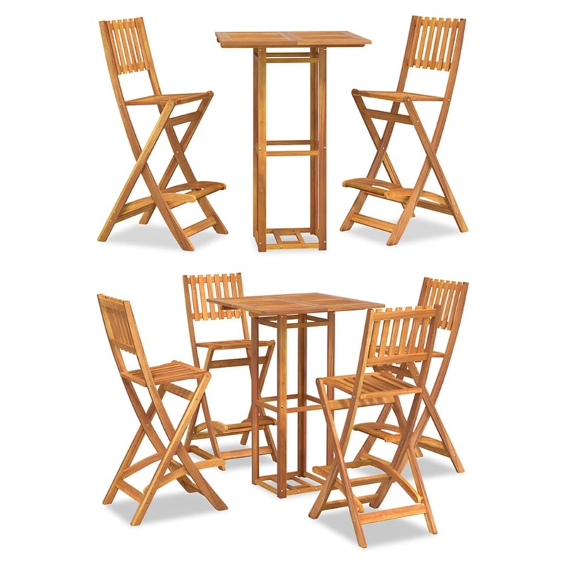 Buy Solid Wood Acacia Outdoor Bar Set Garden Table and Chair 3/5 Piece