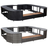 Square Spa Surround Poly Rattan Outdoor Hot Tub Enclosure Black/Grey vidaXL