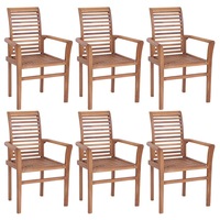 Stacking Dining Chairs 6 pcs Solid Teak Wood vidaXL