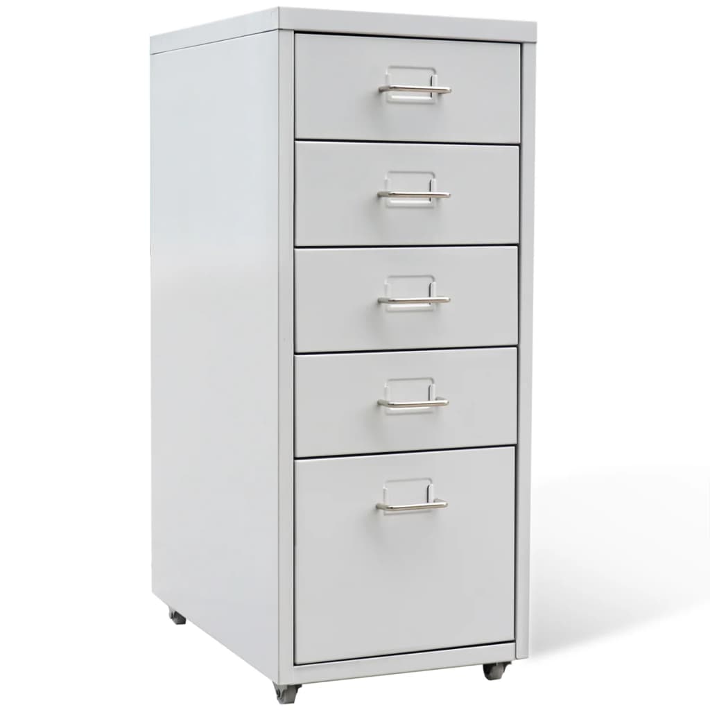 File Cabinet with 5 Drawers Grey 68.5 cm Steel vidaXL
