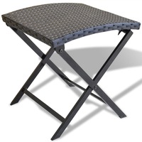 Folding Stool Poly Rattan Black vidaXL