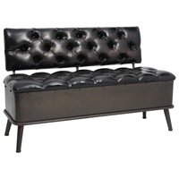 Storage Bench with Backrest 110 cm Black Faux Leather vidaXL