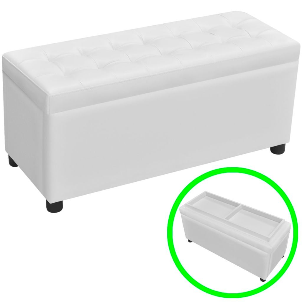 Storage Ottoman Faux Leather Bench Chest Cabinet Organiser White/Black