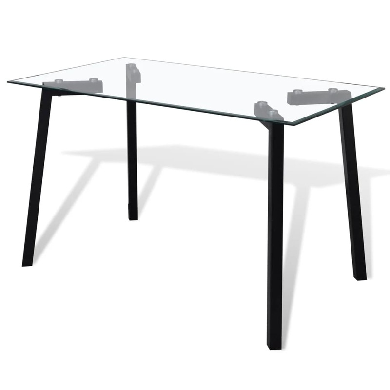 Buy Dining Table with Glass Top and Black Legs MyDeal