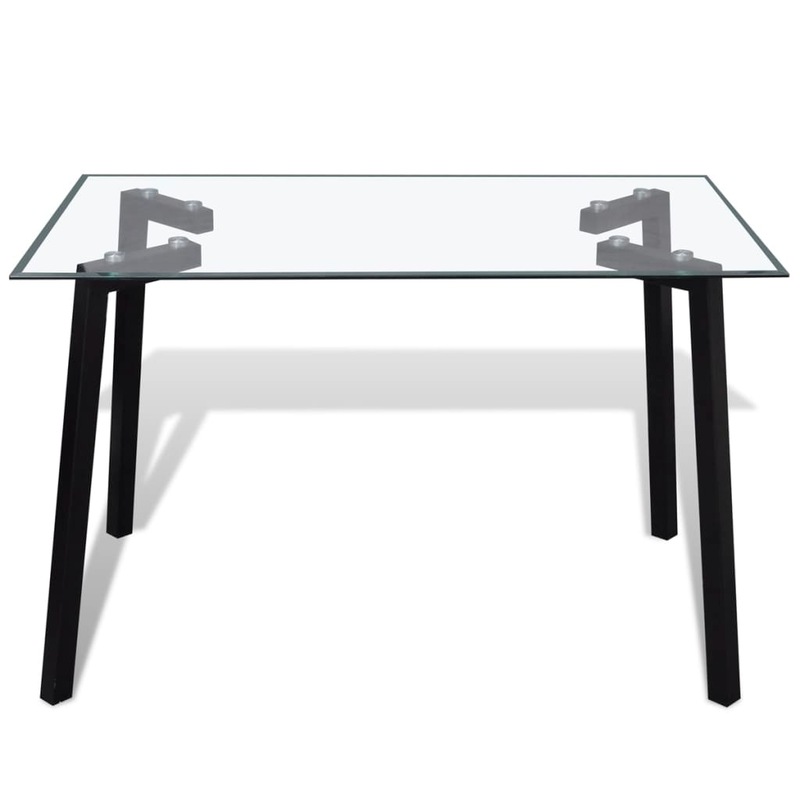 Buy Dining Table with Glass Top and Black Legs MyDeal