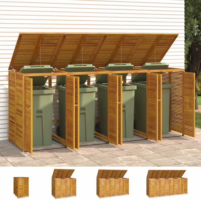 Buy Triple Garbage Bin Shed Rubbish Bin Waste Container Solid Wood
