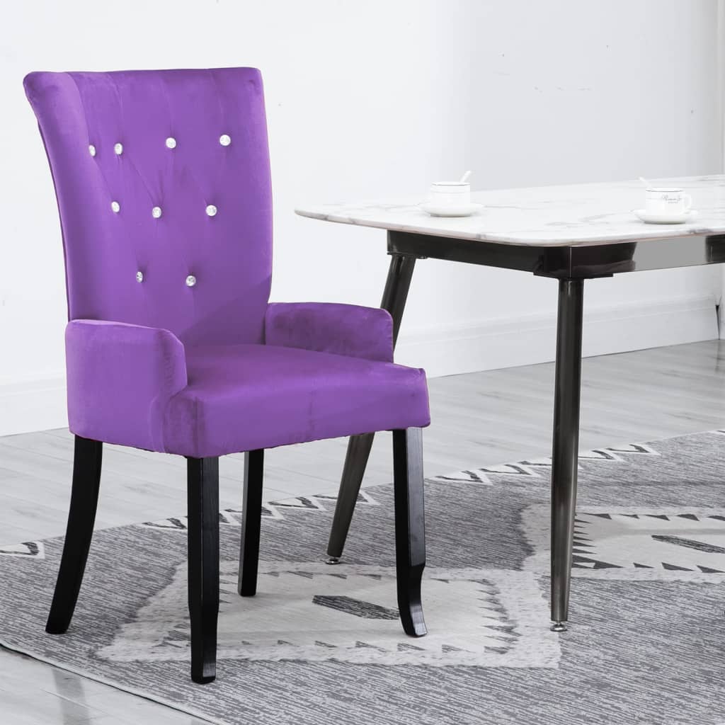 purple upholstered dining chairs