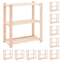 1/10/2/3/5x Solid Wood Pine 3-Tier Storage Rack Organiser Shelving vidaXL