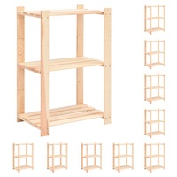 1/10/2/3/5x Solid Wood Pine 3-Tier Storage Rack Organiser Shelving vidaXL