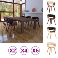 1/2/4/6x Solid Wood Bent Dining Chair Dinner Furniture Multi Colors vidaXL