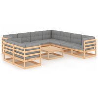 10 Piece Garden Lounge Set with Cushions Solid Pinewood vidaXL
