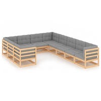 10 Piece Garden Lounge Set with Cushions Solid Pinewood vidaXL