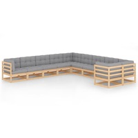 10 Piece Garden Lounge Set with Cushions Solid Pinewood vidaXL